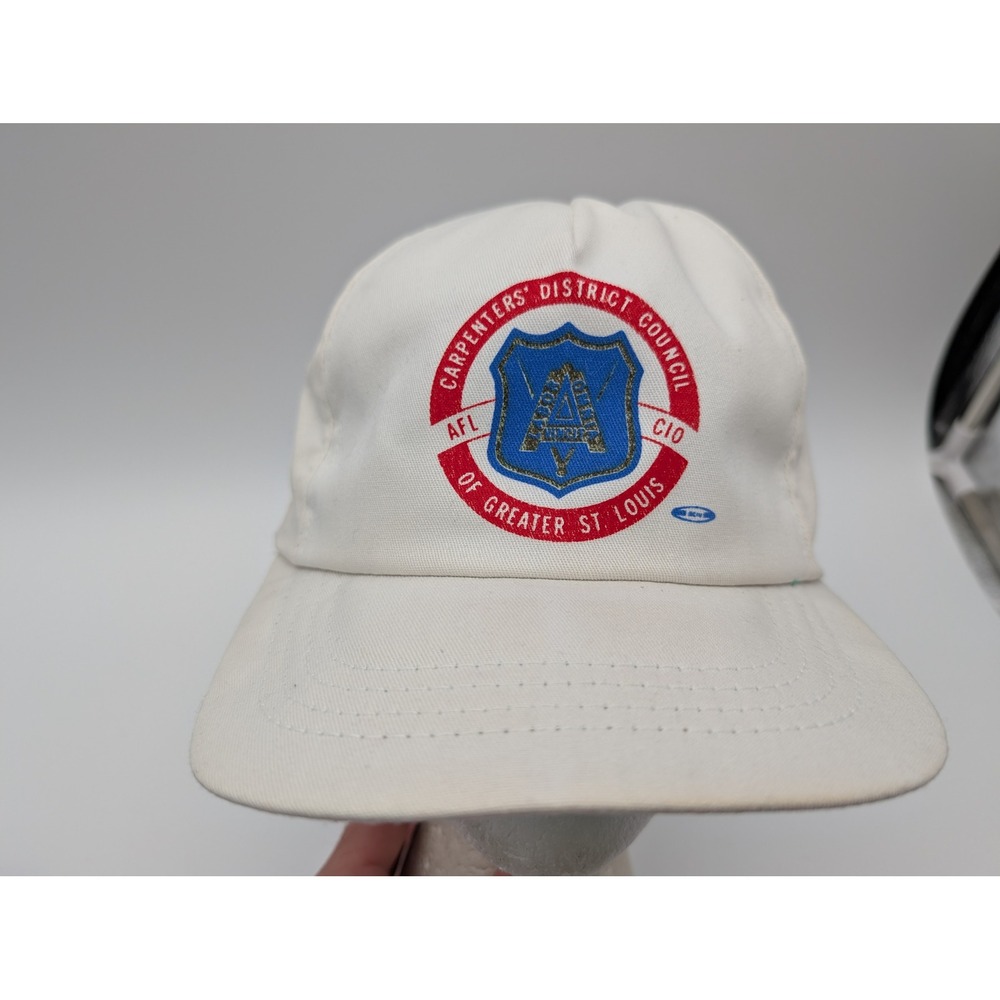 Vintage Carpenters District Council St Louis Union Made Snapback Hat White Cap